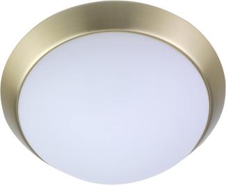 LED-Deckenleuchte rund, Opalglas matt, Dekorring Messing matt, Ø 30cm