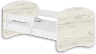 Jugendbett Kinderbett mit einer Schublade mit Rausfallschutz und Matratze Weiß ACMA II 140 160 180 (180x80 cm, Weiß - Eiche Weiß)