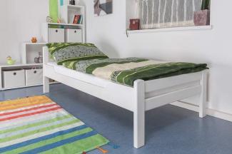 Einzelbett\"Easy Premium Line\" K1/2n, Buche Vollholz massiv weiß lackiert - Maße: 90 x 200 cm