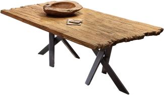 TABLES&CO Tisch 180x100 Teak Natur Metall Schwarz