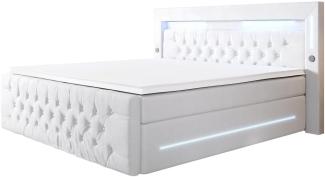 Boxspringbett Moonlight mit LED, USB und Stauraum 180x200 Weiß H2