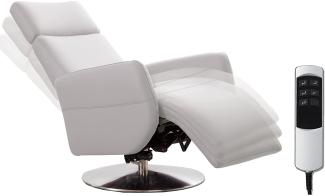 Cavadore TV-Sessel Cobra mit 2 E-Motoren / Elektrischer Fernsehsessel mit Fernbedienung / Relaxfunktion, Liegefunktion / Ergonomie L / Belastbar bis 130 kg / 71 x 112 x 82 / Echtleder Weiß