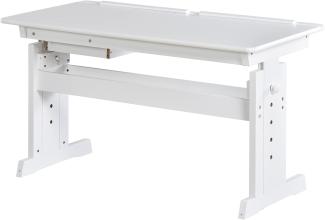 HOMCOM Studiertisch Schreibtisch Computer Stand Laptoptisch Höhenverstellbar 5-Stufig mit Schublade MDF Weiß 109 x 55 x 63,6-89,2 cm