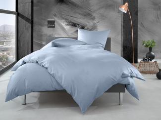 Bettwaesche-mit-Stil Mako Perkal Bettwäsche uni / einfarbig blau Garnitur 135x200 + 80x80 cm