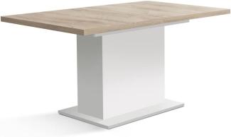 Säulentisch Eike 8 weiß Eiche Bianco 160(200)x90x77 cm Esstisch Tisch