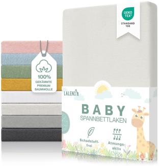 Laleni 2er-Set Premium Spannbettlaken Stubenwagen rechteckig 42x81 cm - Oeko-Tex Zertifiziert, 100% Baumwolle, atmungsaktives Spannbetttuch Jersey Baby, 150 g/m², Elfenbein