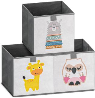 Navaris Aufbewahrungsbox 3x Spielzeug Box faltbar - Kinder Spielzeugkiste - Tier Motiv (3 St)