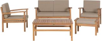 Lounge Set zertifiziertes Holz hellbraun 4-Sitzer Auflagen taupe MANILA
