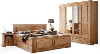 Möbel-Eins PALERMO Komplett-Schlafzimmer, Material Massivholz, Kiefer eichefarbig gebeizt