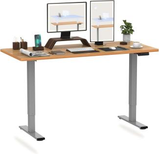 Flexispot Hemera Elektrisch Höhenverstellbarer Schreibtisch mit Tischplatte. Mit Memory-Steuerung und Softstart/-Stop& integriertes Anti-Kollisionssystem (140 x 70 cm, Grau+Ahron)