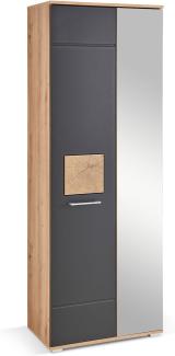 Möbel-Eins FARNERO Garderobenschrank, Material Spanplatte, Artisan eichefarbig/schwarz
