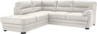 Mivano Ecksofa Royale / Zeitloses L-Form-Sofa mit Ottomane und hohen Rückenlehnen / 246 x 90 x 230 / Lederoptik, weiß