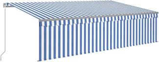Gelenkarmmarkise Einziehbar mit Jalousie 5x3 m Blau und Weiß
