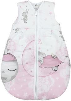TupTam Baby Ganzjahres Schlafsack Ärmellos Wattiert, Farbe: Mond mit Elefant/Rosa, Größe: 80-86