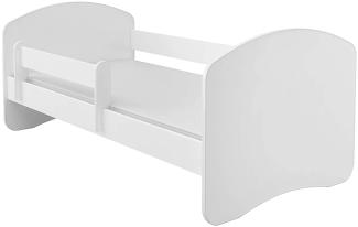 Kinderbett Jugendbett mit einer Schublade und Matratze Weiß ACMA II (140x70 cm, Weiß)