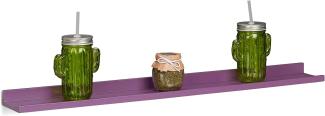 Relaxdays Hängeregal schmal, längliches Schweberegal für die Wand, Wandboard schwebend, MDF, HBT: 3,5x80x10cm, violett