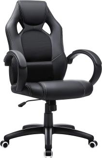 SONGMICS Racing Stuhl Bürostuhl Gaming Stuhl Chefsessel Drehstuhl PU, schwarz, OBG56B