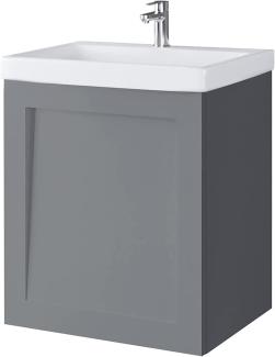 Waschtischunterschrank Keramikwaschbecken Badmöbel Set Gäste WC 50cm (Grau matt)