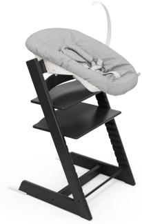 Tripp Trapp Stuhl von Stokke (Black) mit Newborn Set (Grey) - Für Neugeborene bis zu 9 kg - Gemütlich, sicher & einfach zu verwenden