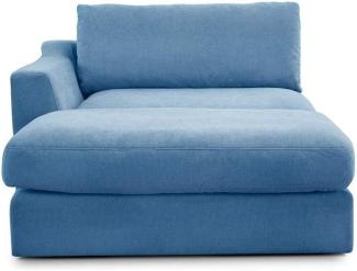 CAVADORE Sofa-Modul "Fiona" Longchair mit Armteil links / XXL-Recamiere passend zur Couchgarnitur Fiona / 139 x 90 x 199 /Webstoff hellblau