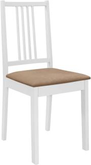 Esszimmerstühle mit Polstern 4 Stk. Weiß Massivholz