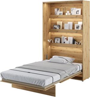 MEBLINI Schrankbett Bed Concept - BC-02 - 120x200cm Vertikal - Artisan Eiche mit Matratze - Wandbett mit Lattenrost - Klappbett mit Schrank - Wandklappbett - Murphy Bed - Bettschrank