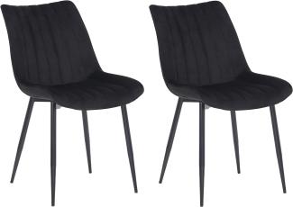 2er Set Stühle Rahden Samt (Farbe: schwarz)