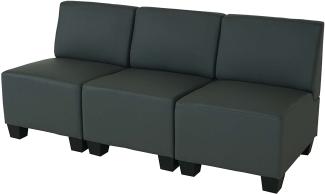 Modular 3-Sitzer Sofa Couch Lyon, Kunstleder ~ dunkelgrau, ohne Armlehnen