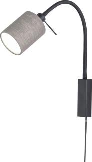 2in1 Wandleuchte & Bettleuchte mit LED - Schwanenhalslampe Leinen Grau