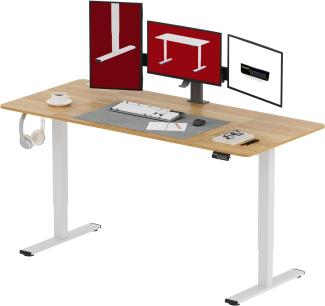 SANODESK Höhenverstellbarer Schreibtisch 160 x 60 cm Schreibtisch Höhenverstellbar Elektrisch Ergonomischer Steh-Sitz Tisch Computertisch für Heimbüro Homeoffice(ahorn)