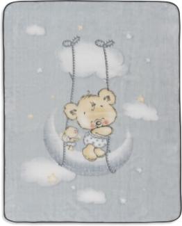 Interbaby Kinderdecke - Babydecke winter für Wiege Osito Nube grau · 110x140 cm · Kuscheldecke flauschig weiche decke baby für kinderbet