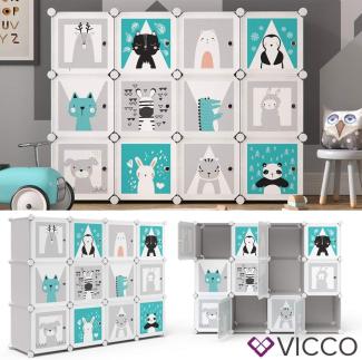 Vicco 'ANDY' Kinderregal DIY modular 12 Fächer blau/weiß/grau
