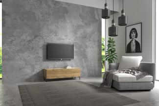 Wuun® TV-Board Lowboard Wohnwand TV-Bank Somero / 100cm /Eiche/Vita Schwarz