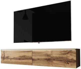 Selsey Kane – TV-Lowboard TV-Schrank hängend/stehend 140 cm (Wotan Eiche mit LED)