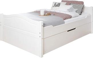 Ticaa Einzelbett 'Leni' 120x200 Kiefer massiv - mit Zusatzbett - weiß