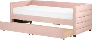 Tagesbett Samtstoff pastellrosa mit Bettkasten 90 x 200 cm MARRAY
