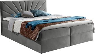 Stylefy 'Zenturio' Boxspringbett, Velours Royal Velvet Grau 180 x 200 cm