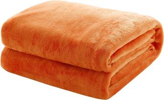 Mixibaby Kuscheldecke Flauschige extra weich & warm Wohndecke Flanell Fleecedecke, Falten beständig/Anti-verfärben als Sofadecke oder Bettüberwurf, Größe:150 cm x 200 cm, Farbe:Orange