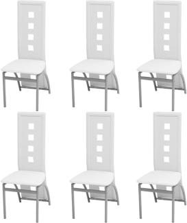 Sets Esszimmerstühle mit Lehne bis zum Boden und Löchern, Kunstleder, 6 Stühle Weiß