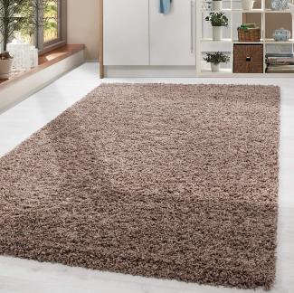 HomebyHome Hochflor Wohnzimmer Teppich 200x290 cm Einfarbig Mokka Teppich Langflor Shaggy Modern Teppich für Schlafzimmer, Pflegeleicht Flauschig Weich Rechteckig Großer Teppich