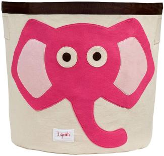 Aufbewahrung im Kinderzimmer | Grosser Aufbewahrungskorb mit Elefant in Pink, 43 x 43,5 cm, von 3 sprouts