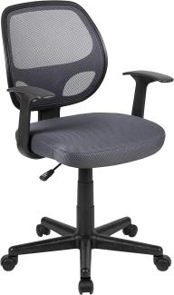 Flash Furniture Bürostuhl mit mittelhoher Rückenlehne – Ergonomischer Schreibtischstuhl mit Armlehnen und Netzstoff – Perfekt für Home Office oder Büro – Grau