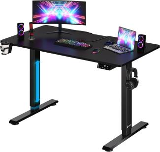 Casaria Höhenverstellbarer Schreibtisch mit Tischplatte Elektrisch LCD- Display 73-118cm Carbon Optik 110x60 cm Stahlgestell Büro Gaming Computertisch