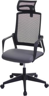 Bürostuhl HWC-J52, Drehstuhl Schreibtischstuhl, ergonomisch Kopfstütze, Kunstleder ~ grau