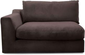CAVADORE Sofa-Modul "Fiona"mit Armteil links / individuell kombinierbar als Ecksofa, Big Sofa oder Wohnlandschaft / 138 x 90 x 112 / Webstoff dunkelbraun
