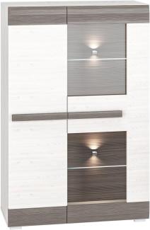 Highboard "Blanco" Kommode 92cm Pinie weiß grau MDF