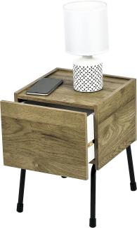 Movian, Nachttisch/Nachttisch aus Holz/Beistelltisch mit Schublade und Regal/Beistelltisch, Einfache Montage, modularWohnzimmer, Schlafzimmer, Arbeitszimmer - Night stand - IWST-300 - Aschbraun