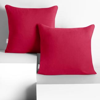 DecoKing 2 Kissenbezüge 50x50 cm Jersey Baumwolle Reißverschluss pink Amber