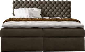 Stylefy 'Alviero' Boxspringbett Velours Jasmine Braun 120 x 200 cm