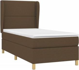 vidaXL Boxspringbett mit Matratze Dunkelbraun 90x190 cm Stoff